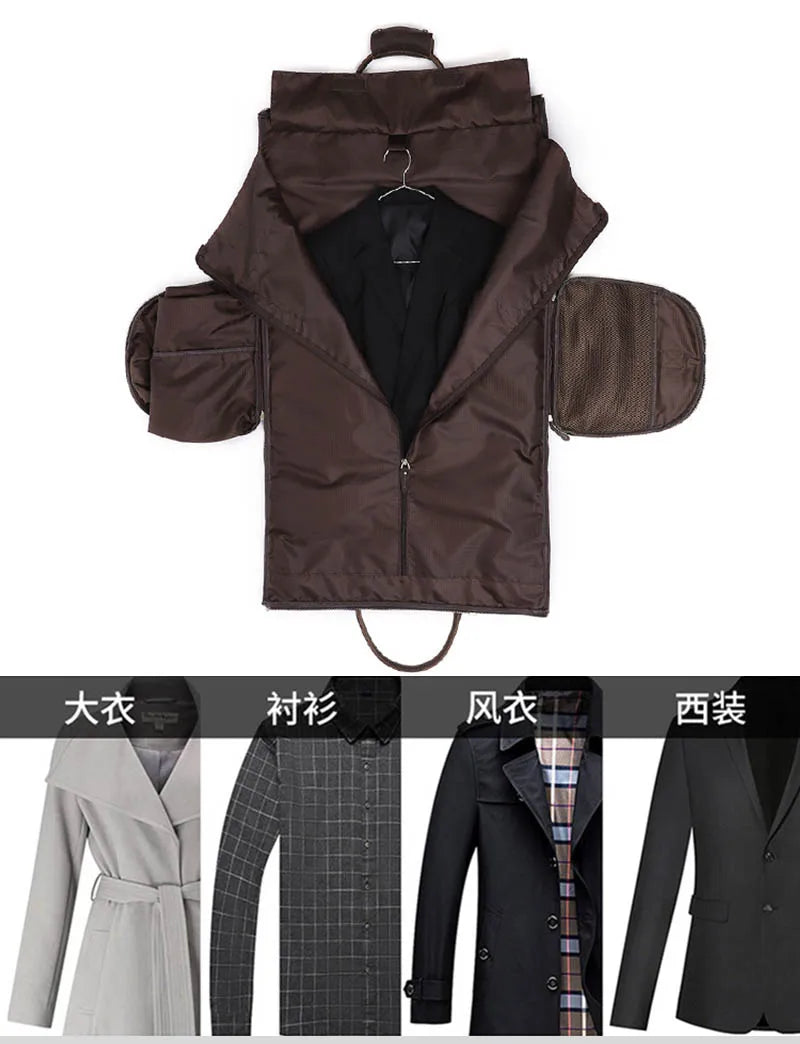 Crazy Horse Leather Folding Suit Bag Man Business Travel Bag With Shoe Pocket Clothes Cover Luggage Duffel Bag Man Bag For Suits