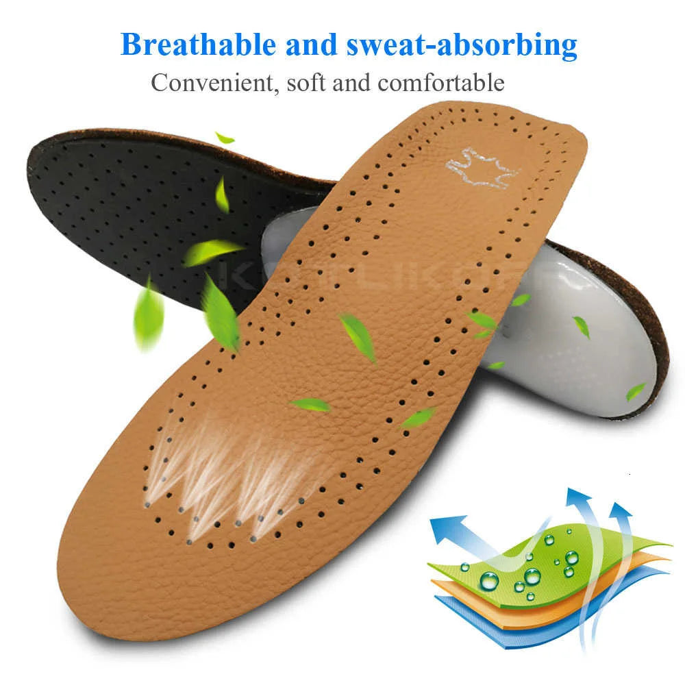 Leather Orthotic Insole For Flat Feet Arch Support Orthopedic Shoes Sole Insoles For Feet Men Women Children O/X Leg Corrected