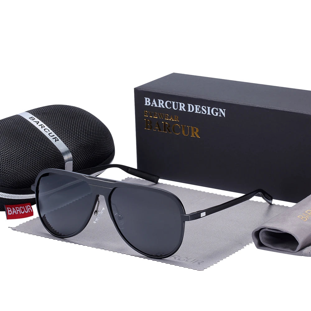 BARCUR Unisex Aluminum Magnesium Male Sunglasses Polarized Trending Styles Black Sun glasses Women Men glasses Sports Eyewear