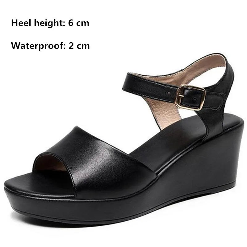 Women’s Genuine Leather wedges Sandals – Elegant Party Wear
