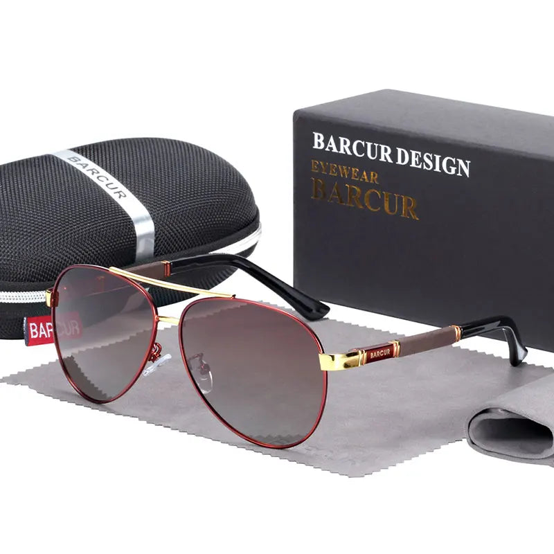 BARCUR Pilot Sunglasses Male Polarized Sun Glasses Men Sports Eyewear Lunette De Soleil Homme