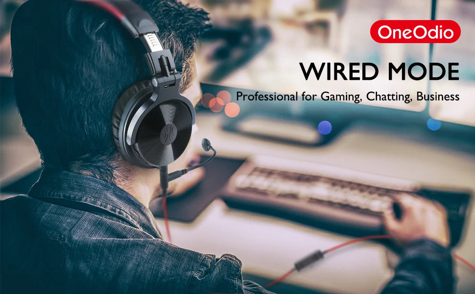 Oneodio Wireless Bluetooth 5.2 Headphones 110Hrs + Stereo Wired Gaming Headset With Boom Microphone For Phone Computer PC Gamer