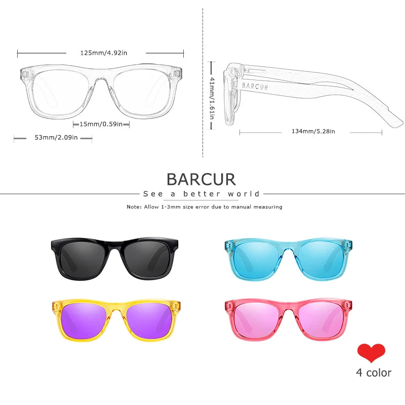 BARCUR Polarized Sunglasses for Boys and Girls Fashion Wood Sunglasses UV400 Sunglasses