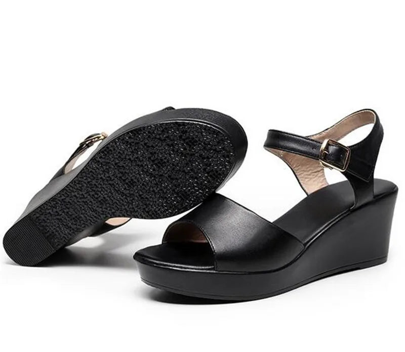 Women’s Genuine Leather wedges Sandals – Elegant Party Wear