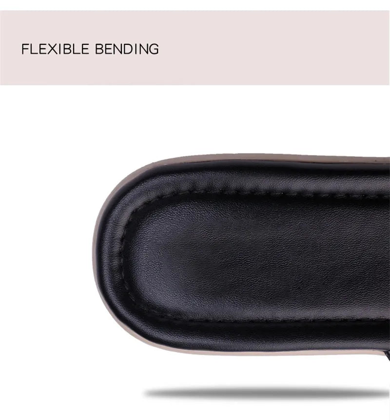 Women’s Split Leather Wedge Platform Slippers – Summer Slides