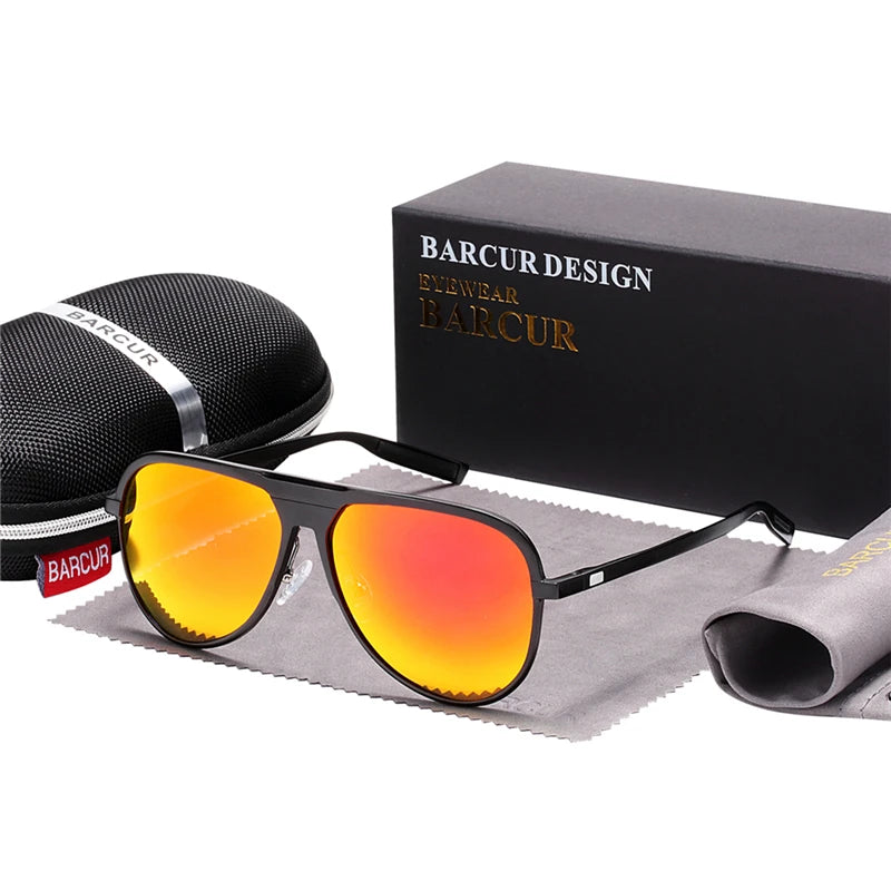 BARCUR Unisex Aluminum Magnesium Male Sunglasses Polarized Trending Styles Black Sun glasses Women Men glasses Sports Eyewear