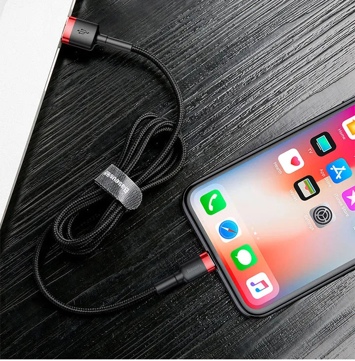 كابل USB من Baseus لأجهزة iPhone 12 11 Pro Max 8 X XR كابل شحن سريع لأجهزة iPhone كابل مزامنة بيانات USB كابل شاحن الهاتف سلك سلك