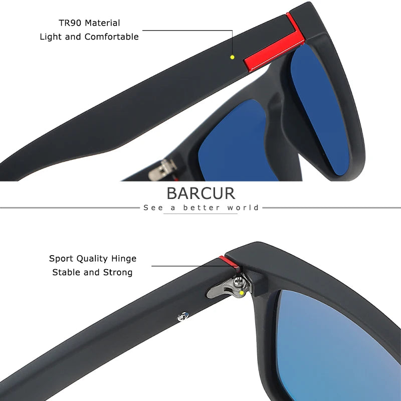 BARCUR NEW Polarized Sunglasses Men Driving Shades Male Sun Glasses For Men Oculos de sol