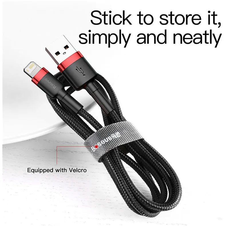 كابل USB من Baseus لأجهزة iPhone 12 11 Pro Max 8 X XR كابل شحن سريع لأجهزة iPhone كابل مزامنة بيانات USB كابل شاحن الهاتف سلك سلك