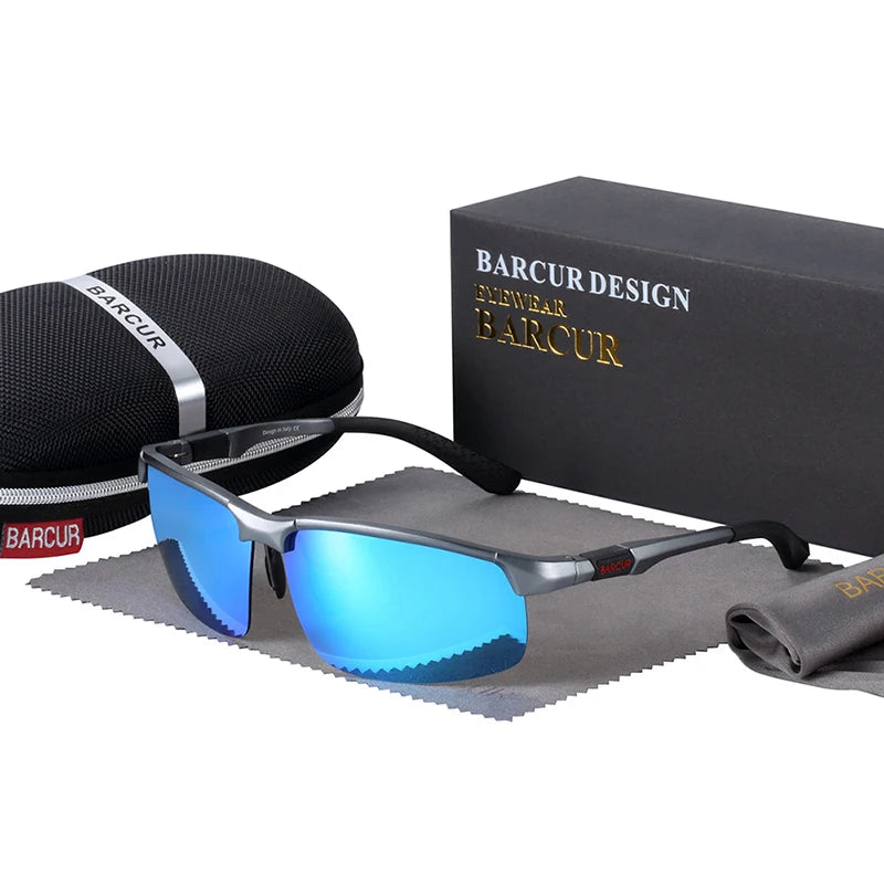 BARCUR Sports Aluminium Sunglasses Men Polarized Man Sunglasses Brand Driving Eyewear