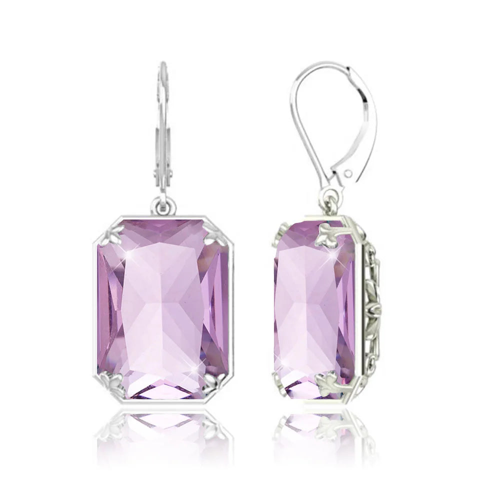 Szjinao 925 Sterling Sliver Women Earrings Vintage Aquamarine Gemstone Wedding Party Drop Earring Handmade Designer Jewelry
