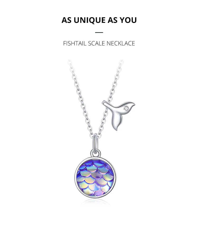 Bamoer 925 Sterling Silver Purple Fish Jewelry Set Happy Tropical Litte Fish Earrings Necklace for Women Fashion Jewelry SCE1028