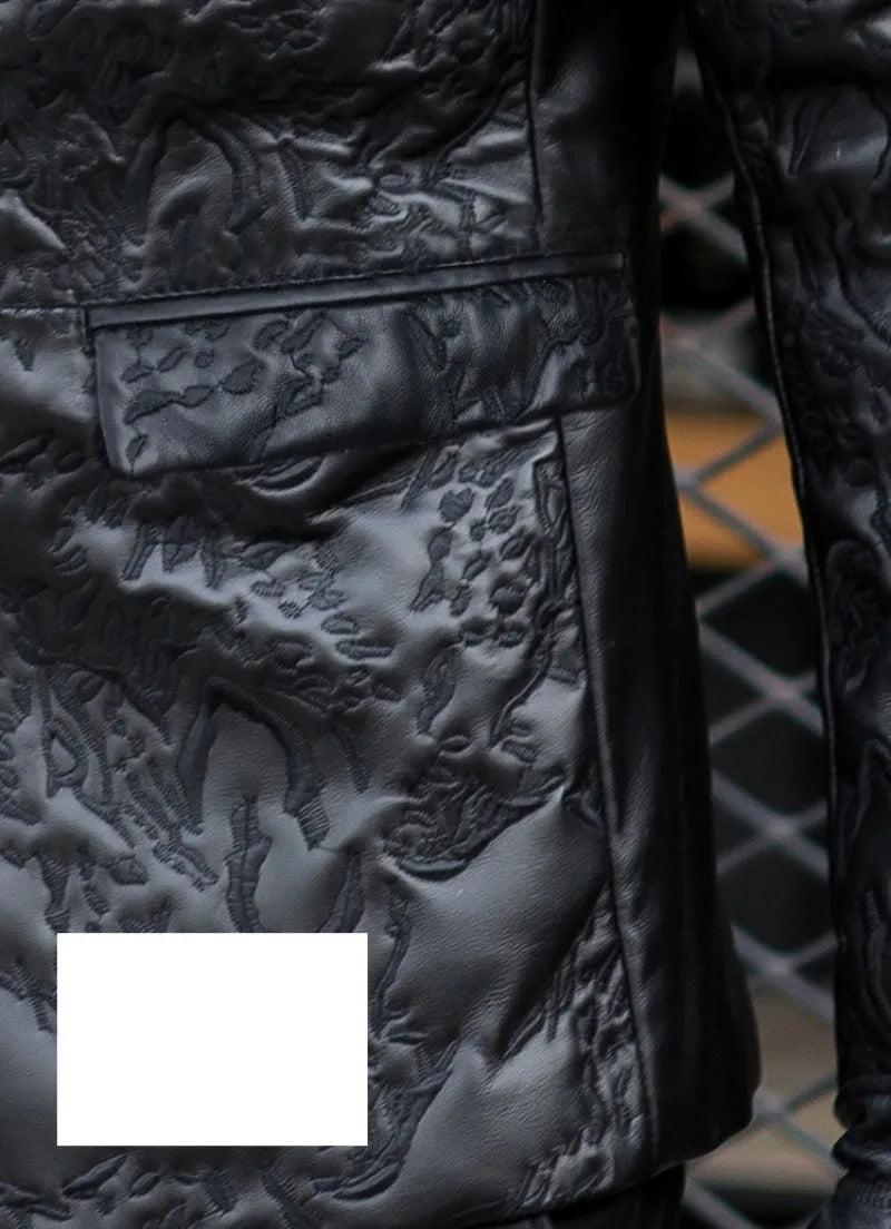 Luxury Men Business Real Leather Jacket Sheepskin Slim Blazer Spring Autumn Classic Black Office Casual Outerwear Plus Size 4XL