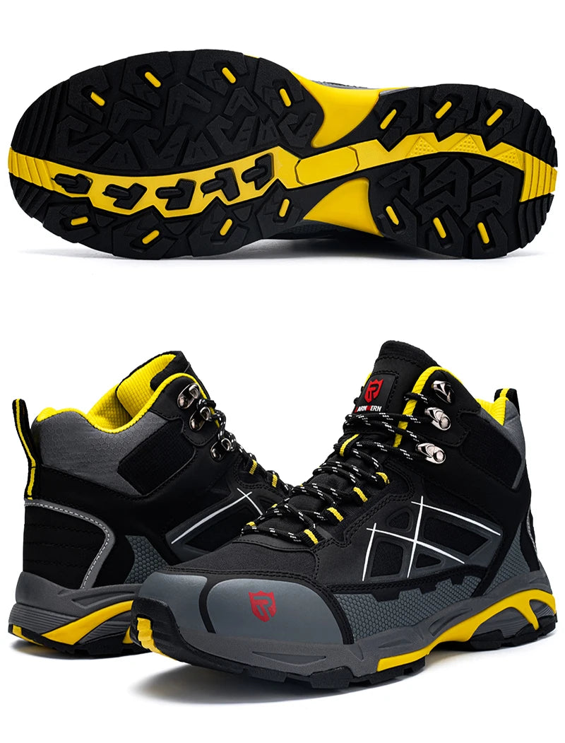Larnmern Mens Safety Work Boots Steel Toe Shoes Anti-puncture Anti-static Non Slip Protective Boots