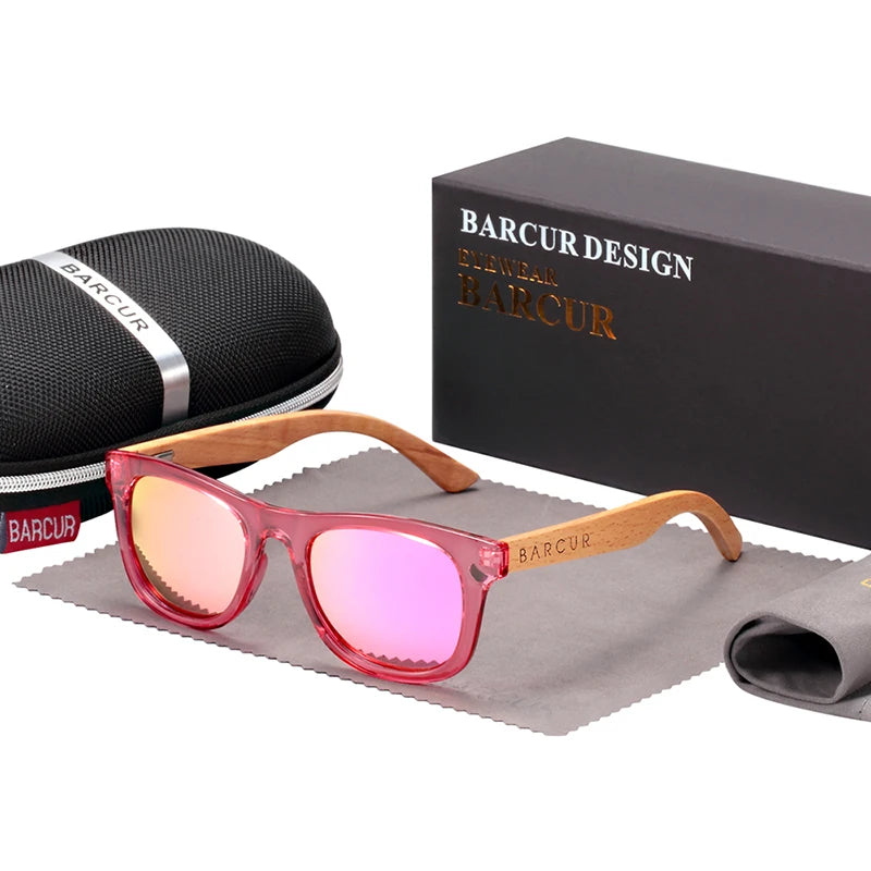 BARCUR Polarized Sunglasses for Boys and Girls Fashion Wood Sunglasses UV400 Sunglasses