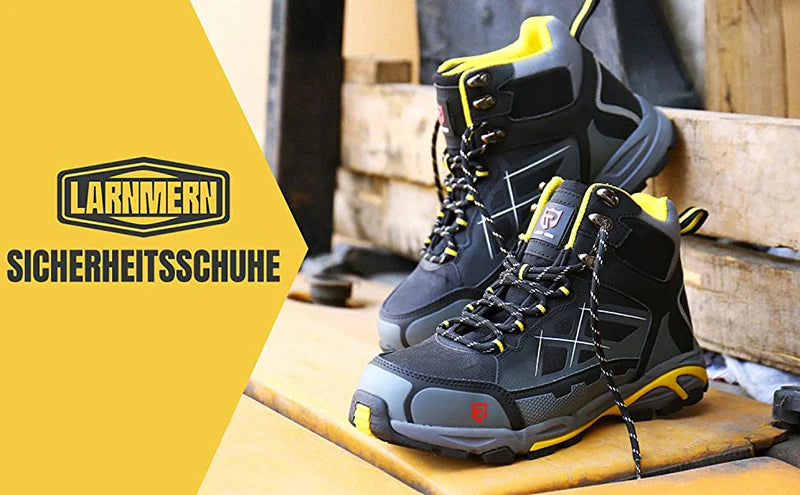 Larnmern Mens Safety Work Boots Steel Toe Shoes Anti-puncture Anti-static Non Slip Protective Boots