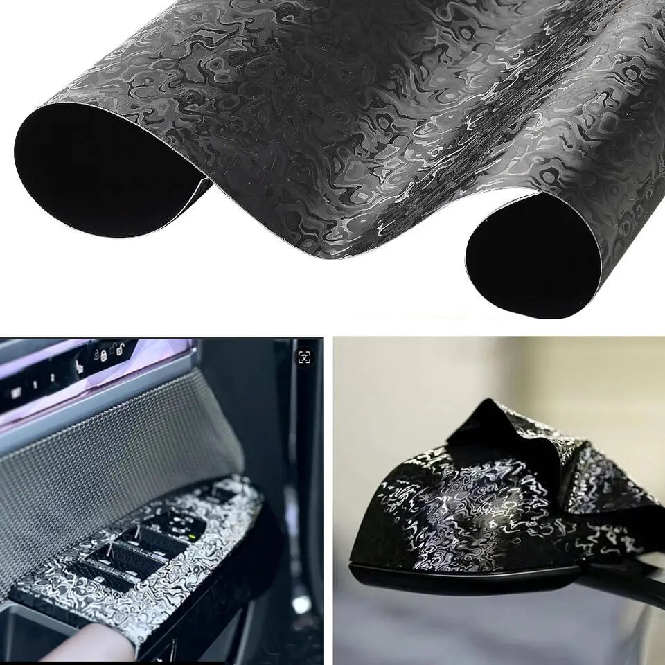 Black Cloud Pattern Forged Carbon Car Vinyl Wrap Matte Black Car Body Film
