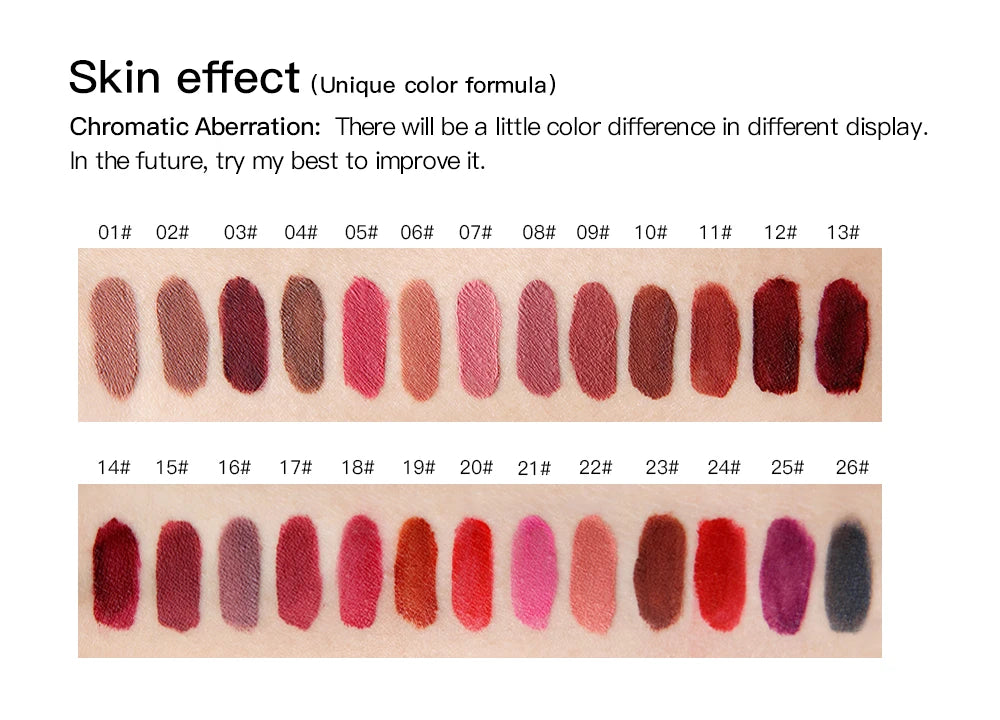 NICEFACE Hot Color Lip Gloss Waterproof Matt Lipgloss Lasting Nude Liquid Lipstick Cosmetic Sexy Women Lip Tint Makeup Lip Stain