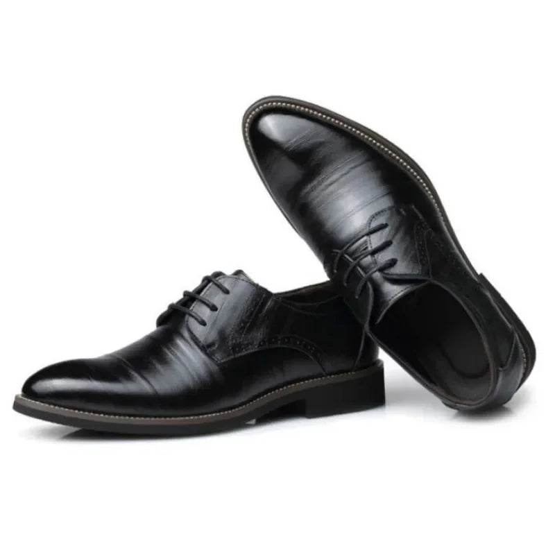 Men Classic Oxford Dress Shoes – Round Toe, Lace-Up, Non-Slip Sole