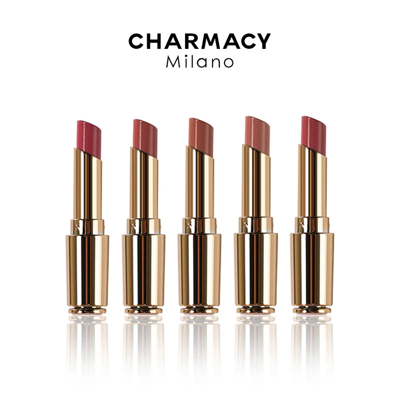 CHARMACY Nude Moist Luxury Lipstick 8 Natural Colors Easy to Wear Lip Stick Red Shimmer Lipsticks Women Beauty Cosmetic