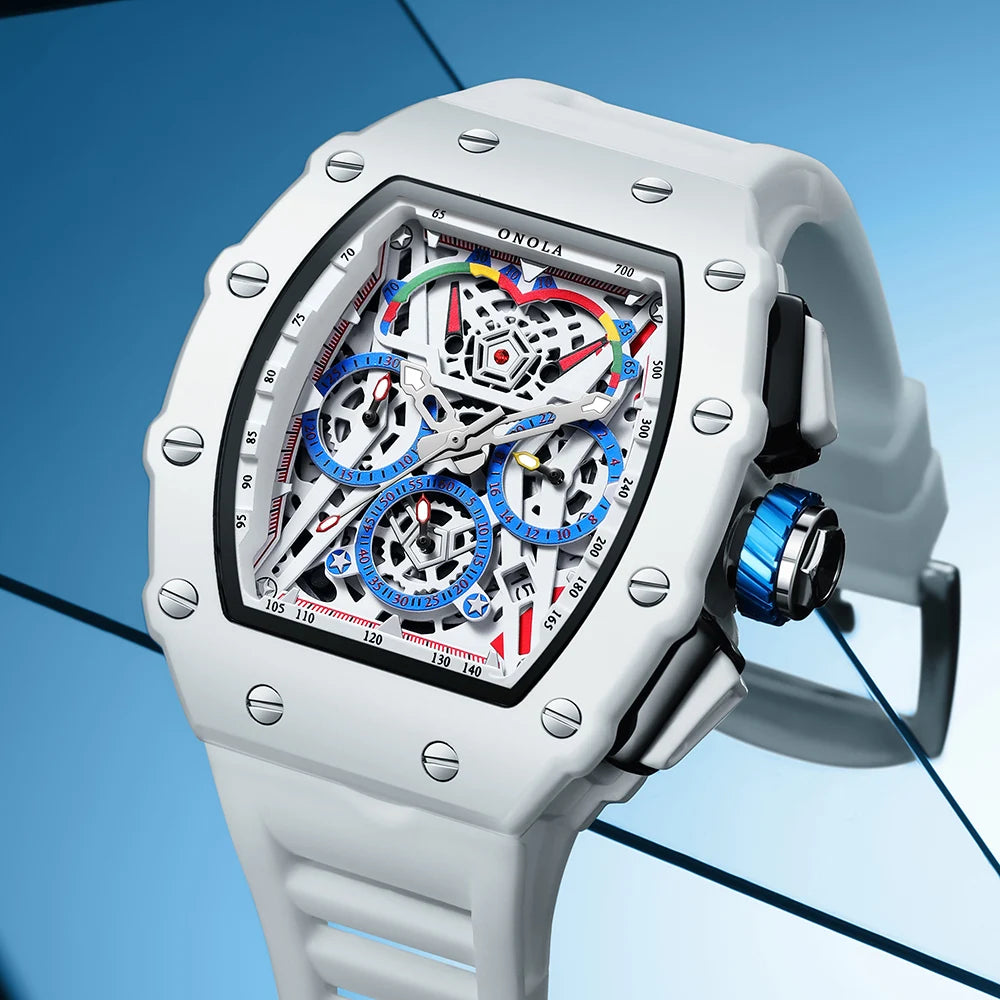 Fashion Wine Bucket Men's Chronograph Watch Unique Multi Functional Quartz Waterproof Silicone Tape Wholesale Watches 6827W