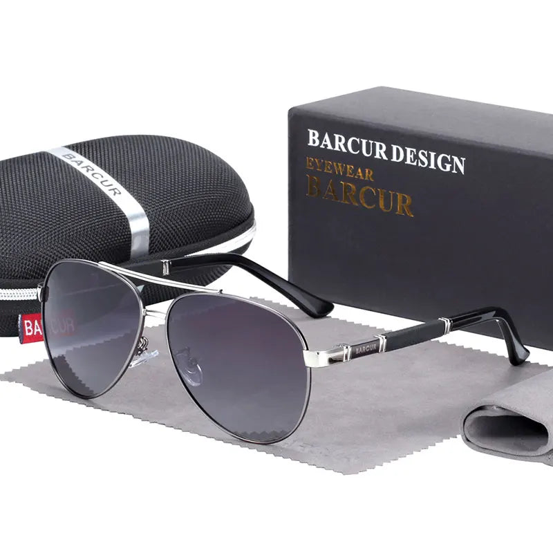 BARCUR Pilot Sunglasses Male Polarized Sun Glasses Men Sports Eyewear Lunette De Soleil Homme