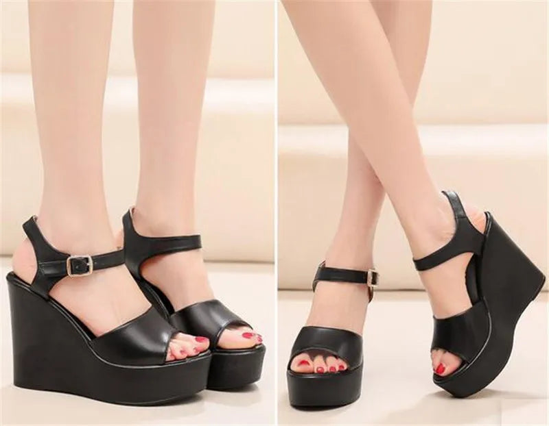Women’s Genuine Leather wedges Sandals – Elegant Party Wear