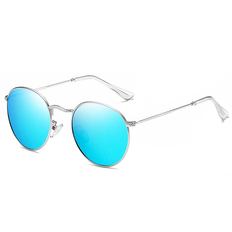 BARCUR Round Sunglasses Men/Women Colorful Reflective Coating Polarized Sun Glasses with Box free