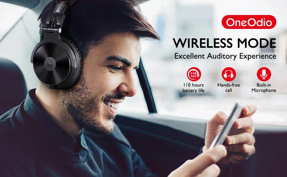 Oneodio Wireless Bluetooth 5.2 Headphones 110Hrs + Stereo Wired Gaming Headset With Boom Microphone For Phone Computer PC Gamer