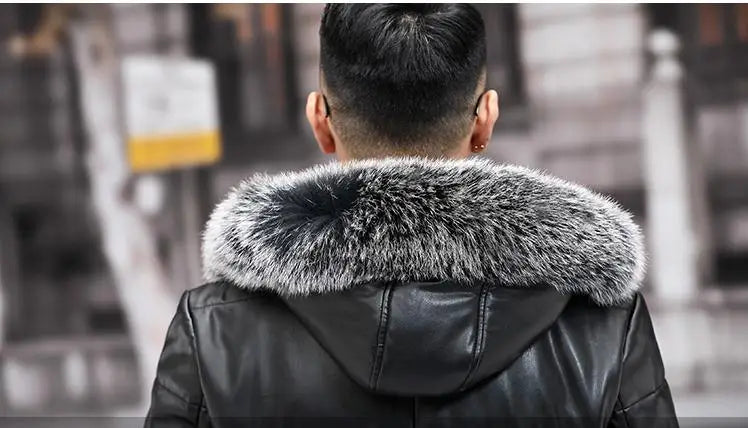 2025 new arrival winter 90% white duck down leather jackets men,sheepskin leather coat,plus-size 18170-1