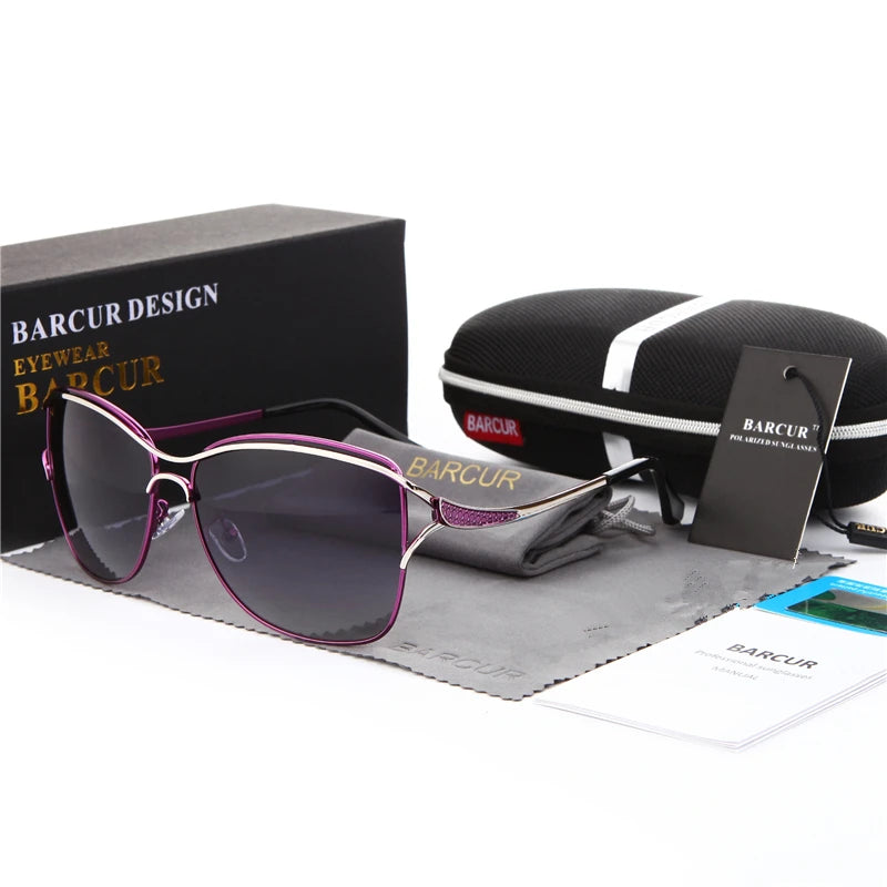 BARCUR Polarized Sunglasses Women Square Gradient Sun glasses for Lady