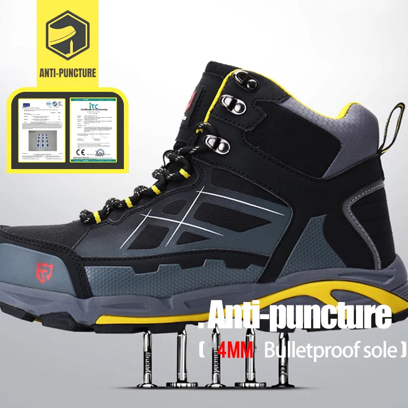 Larnmern Mens Safety Work Boots Steel Toe Shoes Anti-puncture Anti-static Non Slip Protective Boots