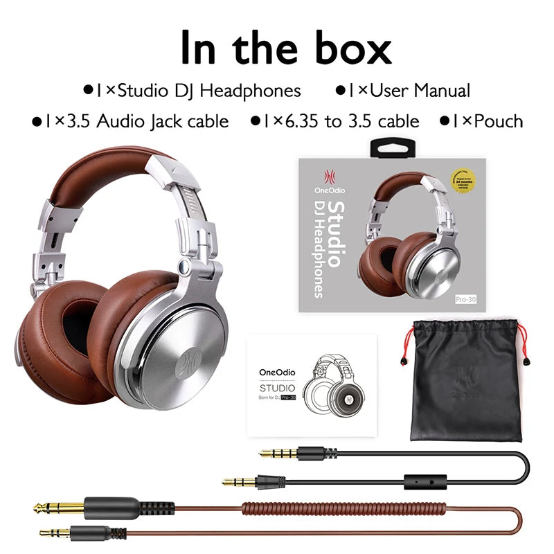 Oneodio Wired Headphones Professional Studio DJ Headphone With Microphone Over Ear Hi-Res Headset Monitoring For Music Phone