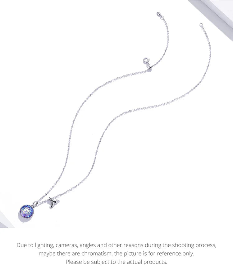 Bamoer 925 Sterling Silver Purple Fish Jewelry Set Happy Tropical Litte Fish Earrings Necklace for Women Fashion Jewelry SCE1028