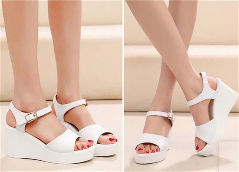 Women’s Genuine Leather wedges Sandals – Elegant Party Wear