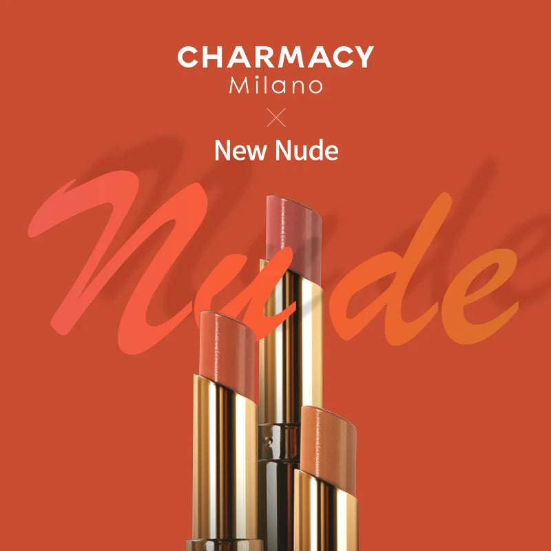 CHARMACY Nude Moist Luxury Lipstick 8 Natural Colors Easy to Wear Lip Stick Red Shimmer Lipsticks Women Beauty Cosmetic