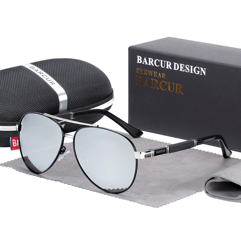 BARCUR Pilot Sunglasses Male Polarized Sun Glasses Men Sports Eyewear Lunette De Soleil Homme