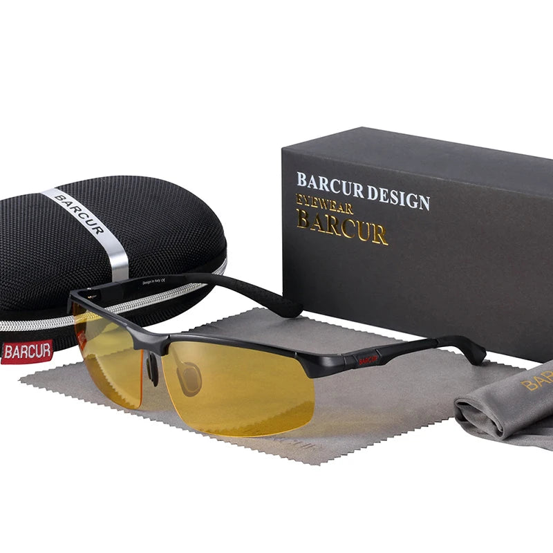 BARCUR Sports Aluminium Sunglasses Men Polarized Man Sunglasses Brand Driving Eyewear