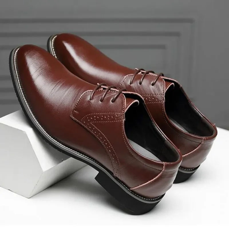Men Classic Oxford Dress Shoes – Round Toe, Lace-Up, Non-Slip Sole