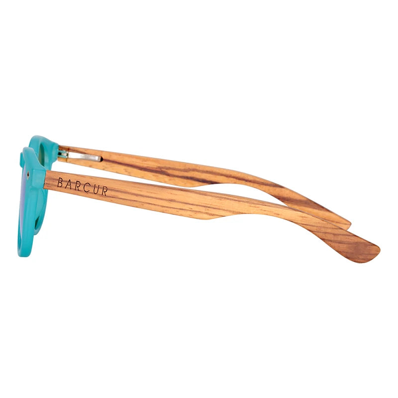 BARCUR Polarized Sunglasses Round Boy Girl Zebra Wood Sun glasses Cat eyes UV400 Eyewear Oculos Gafas De Sol