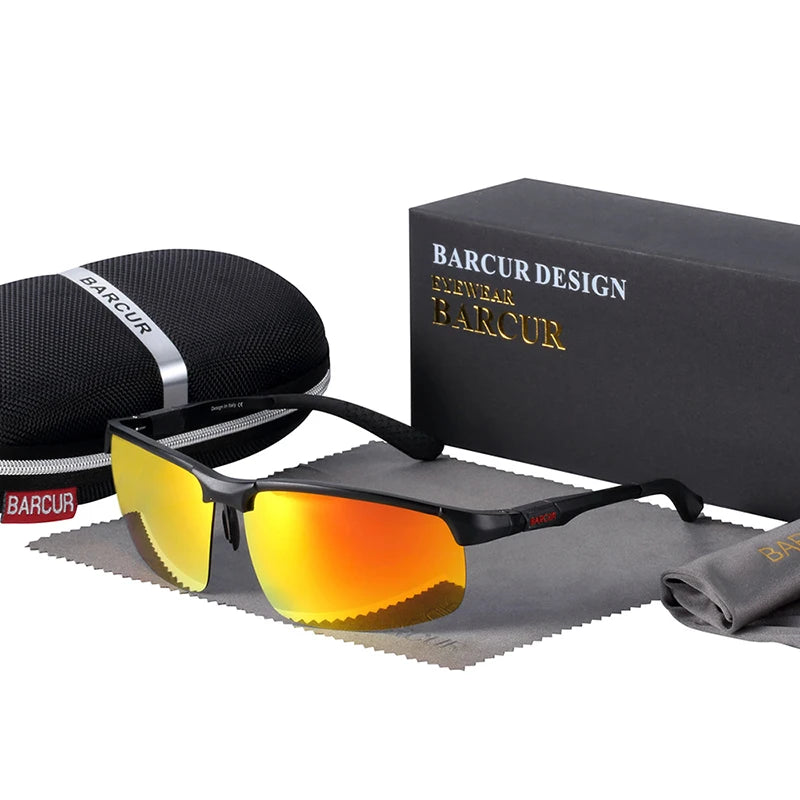 BARCUR Sports Aluminium Sunglasses Men Polarized Man Sunglasses Brand Driving Eyewear