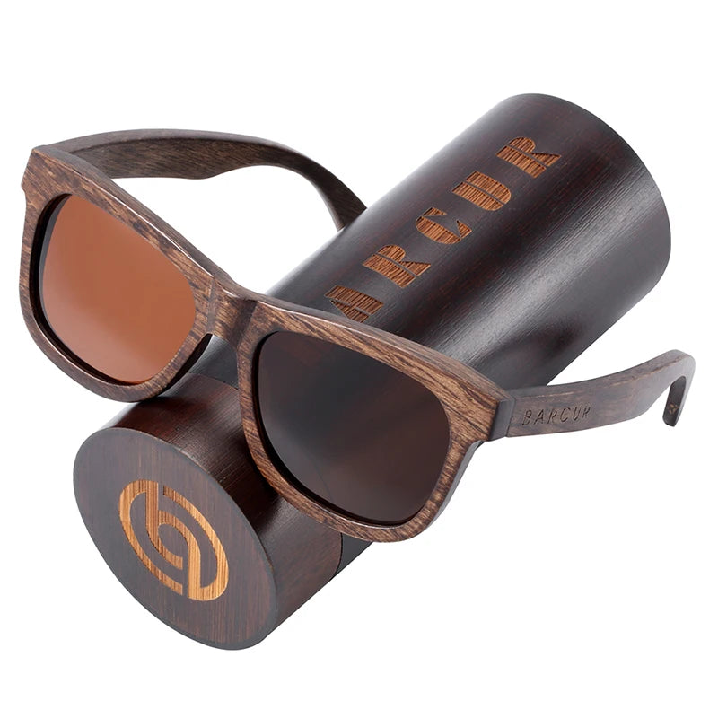 BARCUR Natural Wooden Sunglasses for Men Polarized Sunglasses Wood Oculos De Sol Feminino Frete Gratis
