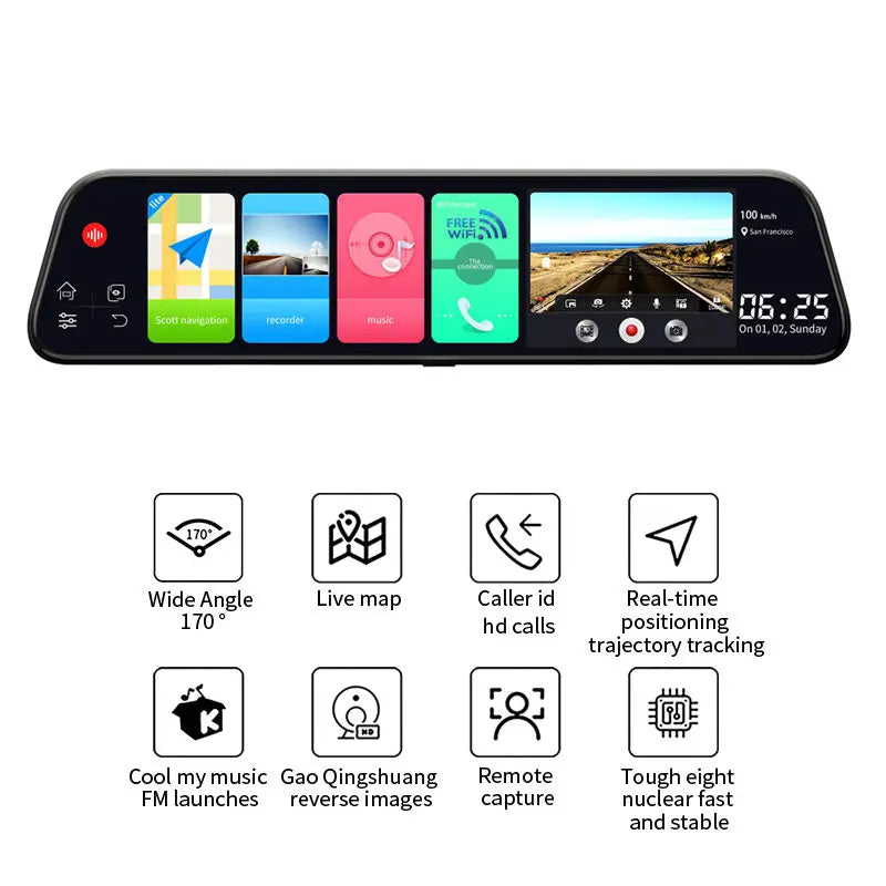 12" Car DVR Rearview Mirror 4G Android 8.1 Dash Cam Wifi GPS SIM Card Navigation ADAS 1080P Car Video Camera Recorder DVRS