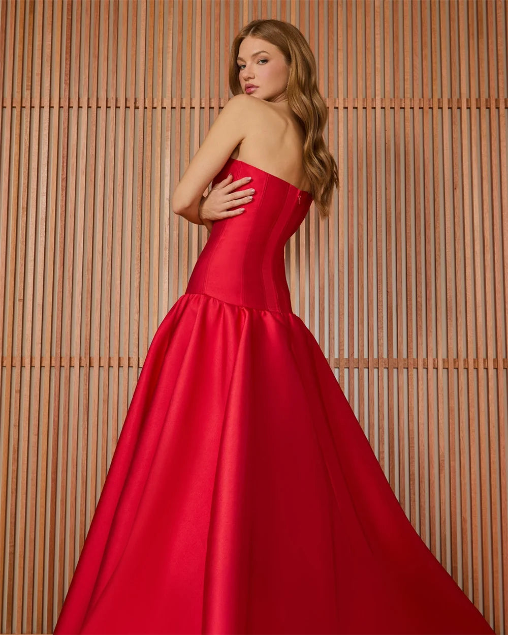 Mila Strapless A-Line Prom Dresses 2025 Sleeveless Zip Chic Evening Dresses Elegant Corset Floor-Length Customized Party Dresses