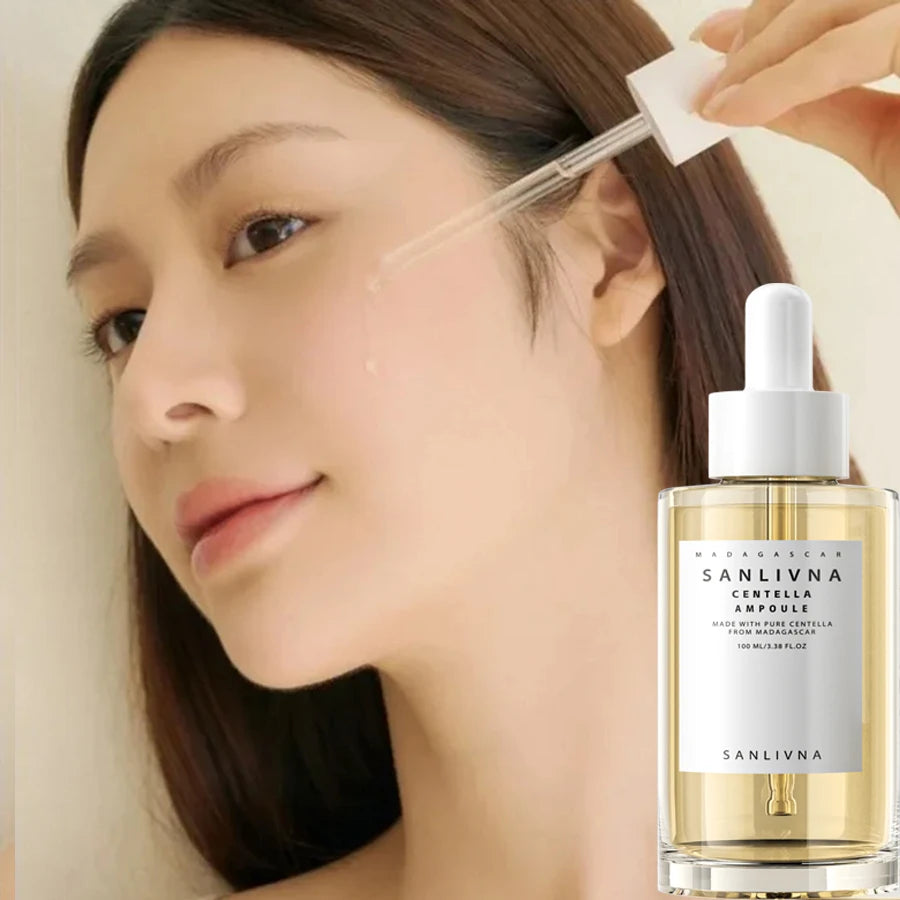 Madagascar Centella Asiatica Ampoule Facial Serum , Prone and Sensitive Skin Moisturizing Skin Firming Korean Glass Skin car
