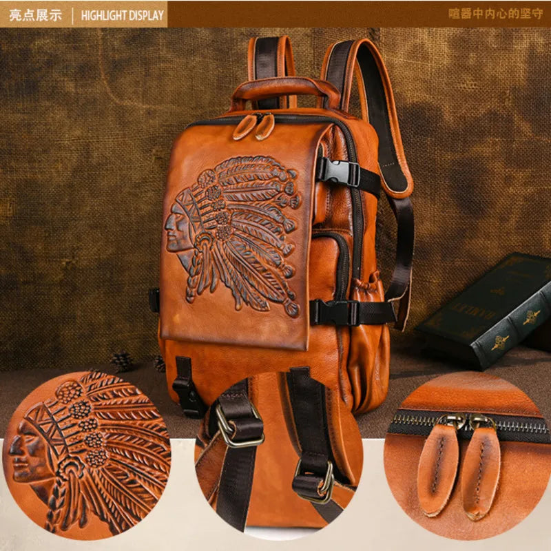 MOTAORA 2025 New Handmade Backpacks For Women Cowhide Backpack Embossed Large Female Travel Backpack Genuine Leather Luxury Bags