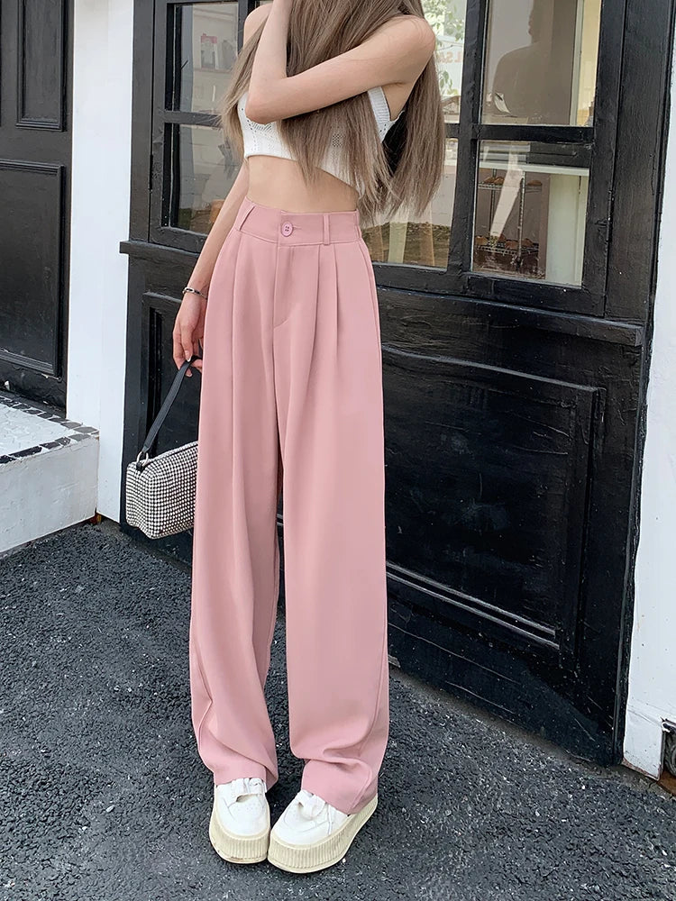 plus Size Women's Casual Wide Leg Pants High Waist Slimming Trousers Versatile Spring Faion Korean Sle Commute Pants