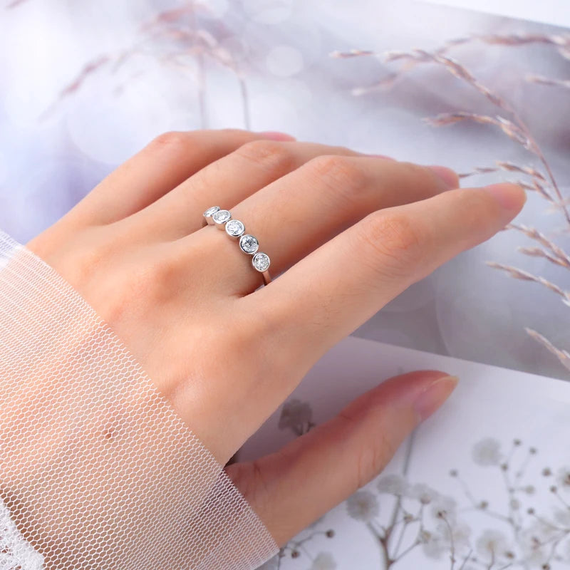 RAPRGOLD Moissanite Necklace Earrings Bracelet Ring Fine Jewelry Set for Women S925 Sterling Silver Round Pendant Chains Gifts
