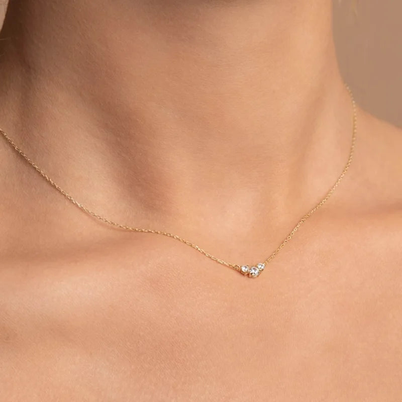 Lnngy 925 Silver Necklace for Women Men Three Stone Moissanite Pendant Necklaces Certificated Chain Link Fashion Neck Jewelry