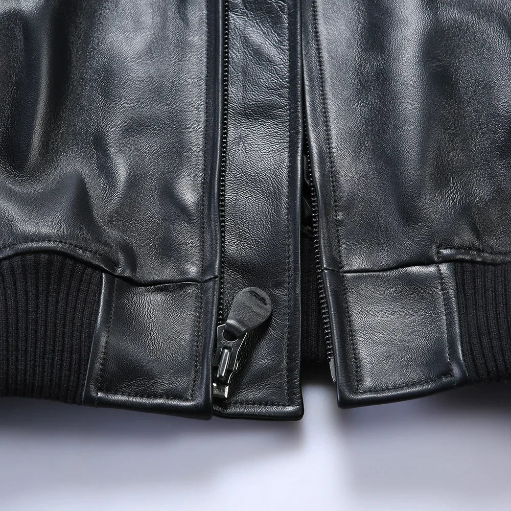 AVIREX Genuine French Lamb Leather Jacket Men's US Size Flight Suit Sports Casual Coat Tops